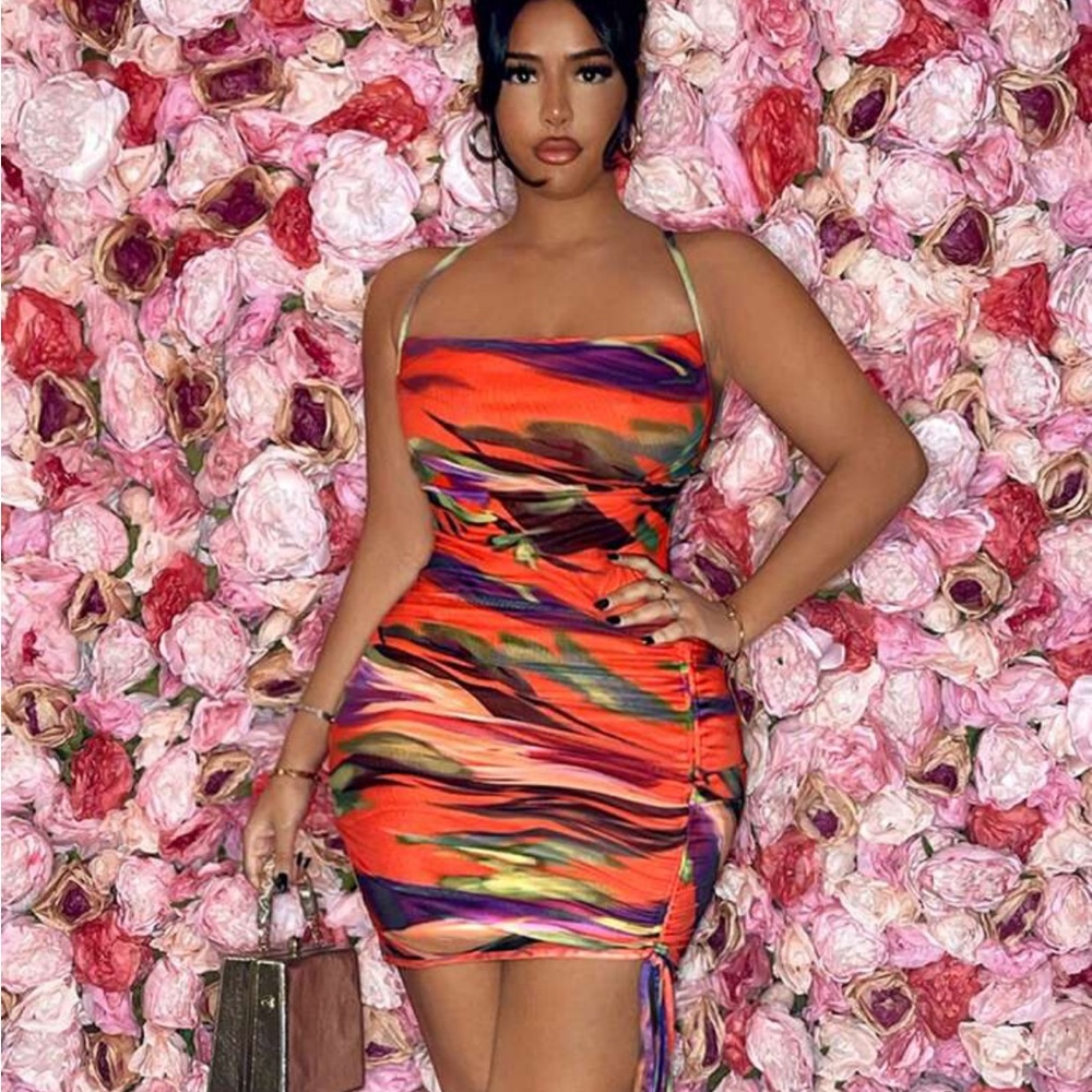 New sexy body con abstract print dress